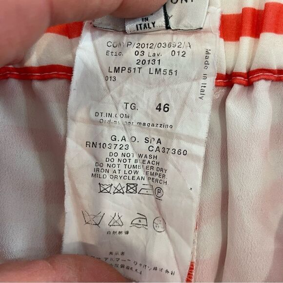 Armani Collezioni Silk Red Striped Mini shirts sz 10 or L Cruise Collection - Picture 6 of 9